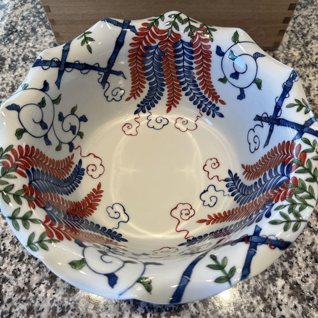 源右衛門染錦萩絵鉢物共箱有ゲンエモン 源右衛門染錦萩絵鉢物共箱有ゲンエモン